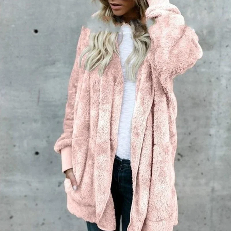 S-2XL Plus Size Winter Coat Women Fur Cardigan Jacket 2023 Long  Faur Fur Coat Teddy Coats Thin Furry Jackets Outwear Outfits white teddy coats faux fur jacket elegant long shaggy trench women furry jackets fluffy artificial fur coat 2021 winter homewear