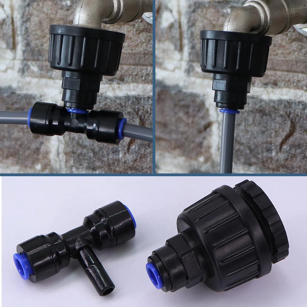 1/4" Garden Irrigation Watering Kit 8-hole Dripper with Stake Adjustable Sprinkler 6mm Quick Push Slip Lock Outdoor Drip Sprayer 4