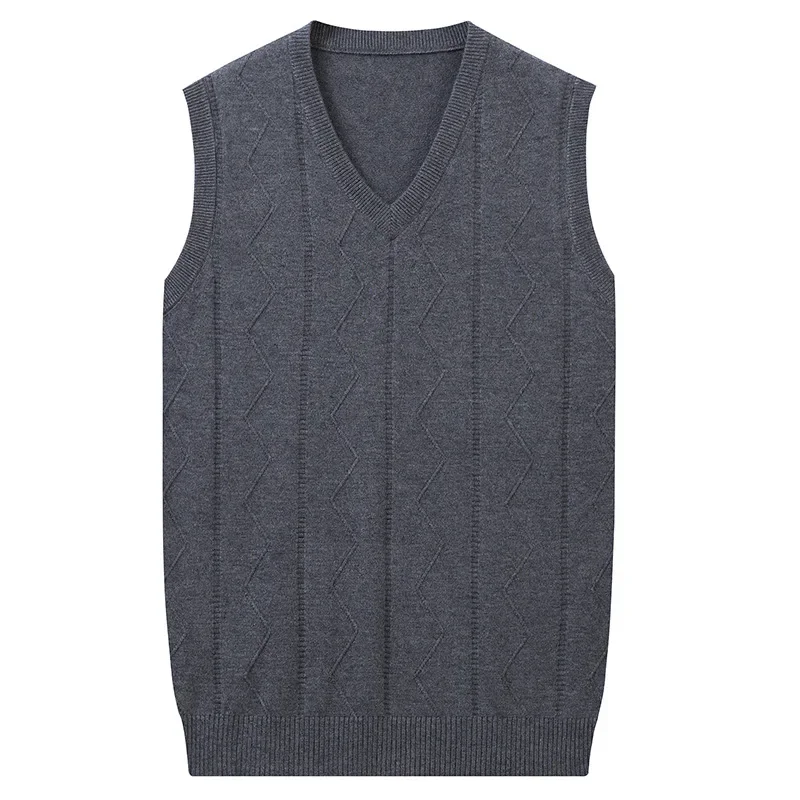 Description Picture 5 of itemAutumn New Men Vest Fashion Mens Wool Vest Men's V-neck Sweater Waistcoat Sleeveless Sweater Clothes Plue Size 3XL