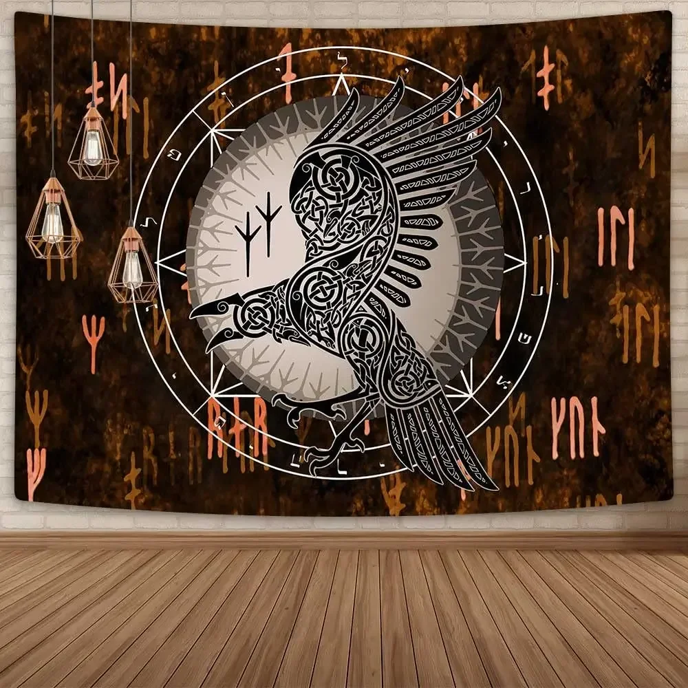 Norse Mythology Vikings Tapestry Mysterious Ancient Runes Totem Tapestries Wall Hanging Art for Living Room Bedroom Home Decor tapestry decorations