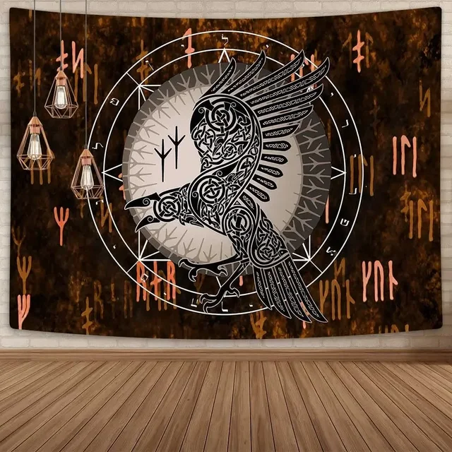 Norse Myenson Vibasin Tapisserie, Mysterious Prairie, Runes Totem Tapisseries, Wall Face Art, Living Room, Bedroom Home Decor 3