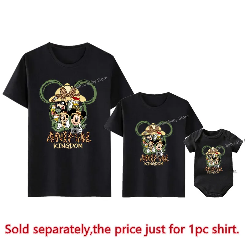 Disney Animal Kingdom Shirts Funny Mickey Minnie Family Matching Outfits Cotton Father Mother Kids Tshirts Disney Trip Clothes 4