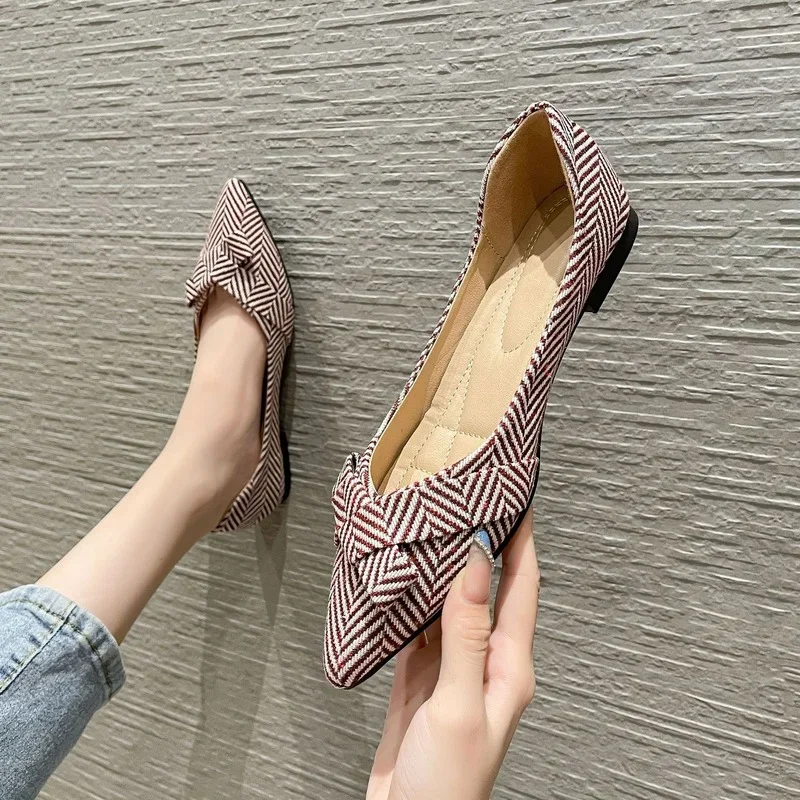 Womens Shoes Flats 2024 Spring Summer Pointed Toe Casual Slip-on Shoes Elegant Comfortable Soft Sole Shallow Pumps Lady Footwear