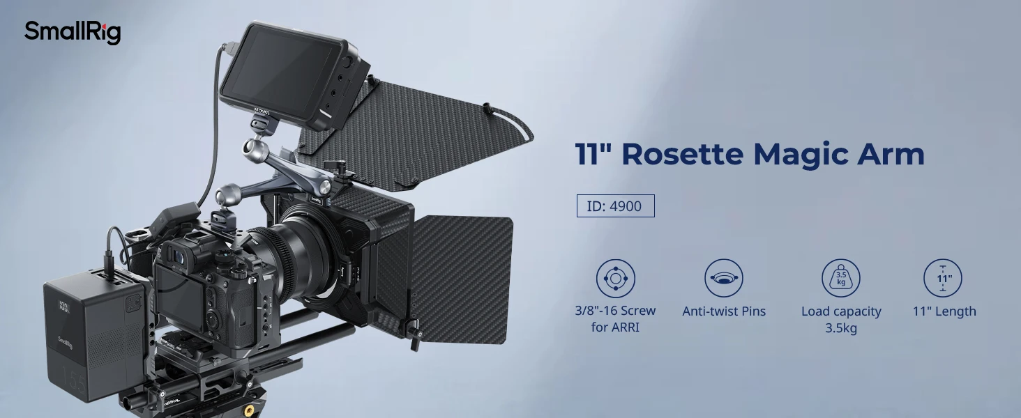 SmallRig Rosette Magic Arm (11 Zoll) mit ARRI-Befestigungsschraube zur Montage von Monitoren, LED-Leuchten, Mikrofonen, Mobiltelefonen, iPads 4900 – Detail 1