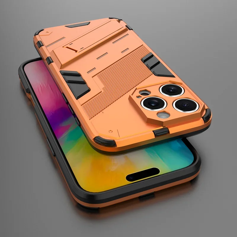 Enhanced Shockproof Armor Phone Case with Holder and Hard Bumper Cover