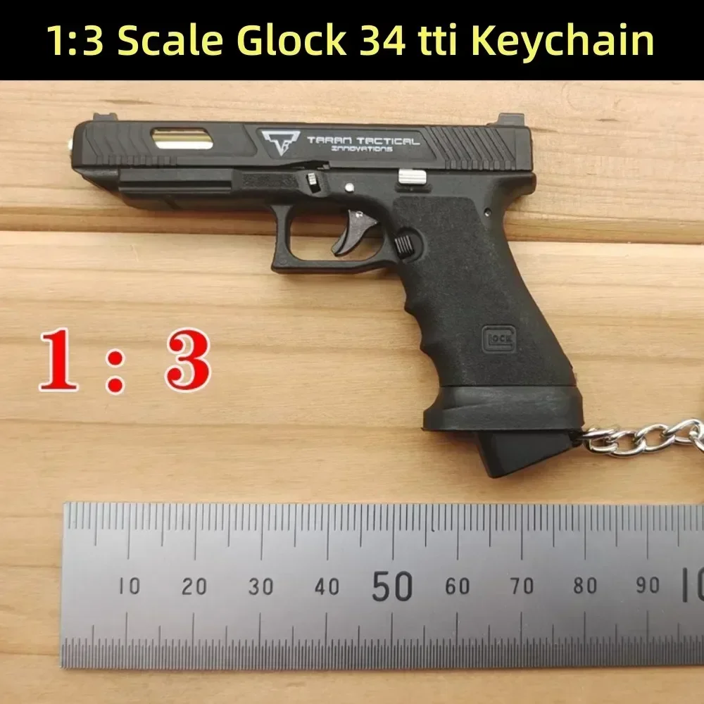 2024 NEW 1:3 G17 G34 TTI Taran Tactical Alloy Empire PUBG Mini Pistol Keychain Gun Fidget Shell Ejection Free Assembly 3