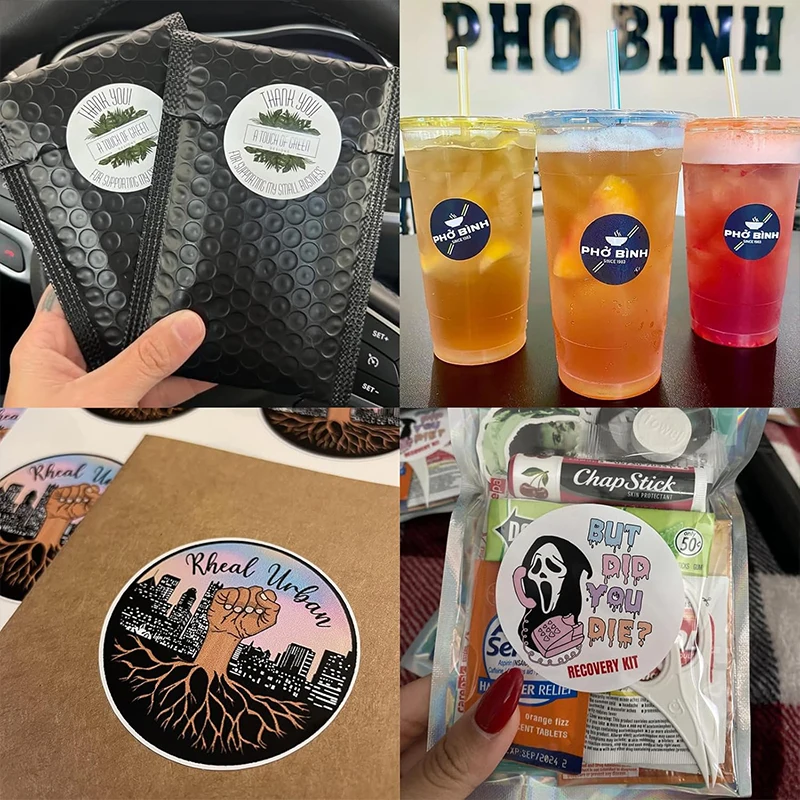 Custom Stickers 1000pcs-500pcs Customize Logo Labels Waterproof Personal Design For Company Logo Wedding Gift Packaging
