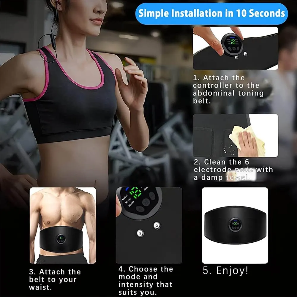 EMS Abdominal Muscle Stimulator Toning Belt Portable Electric ABS Machine Muscle  Toner Fitness Training Gear Home Gym - AliExpress