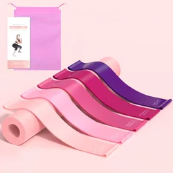 5 - Piece Resistance Band Set for Fitness & Exercise - Yoga, Leg Toning, and Stretching Bands (Pink suit)