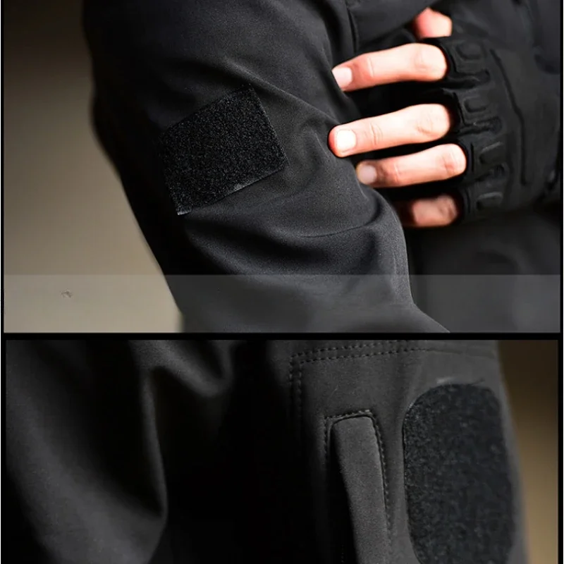 Thicken Winter Mens Tactical Set Waterproof Soft Shell Charge Jacket+Big Pocket Combat Pants 2-pcs Outdoors Train Suit Warm 5