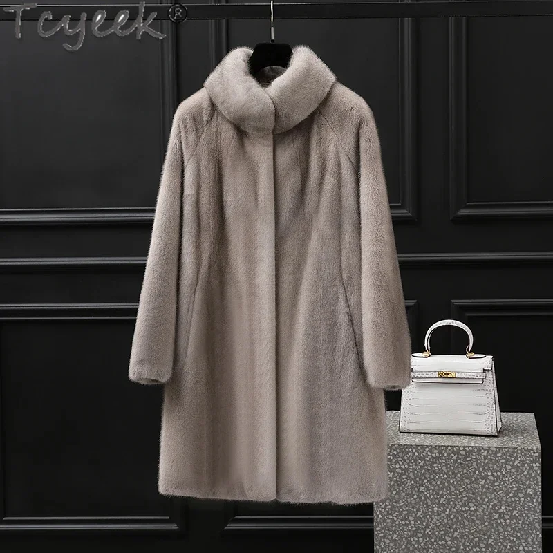 

Natural Tcyeek Mink Fur Coats for Ladies Mid-length High-end Real Coat Women Elegant Winter Jackets Women's Jacket 2024