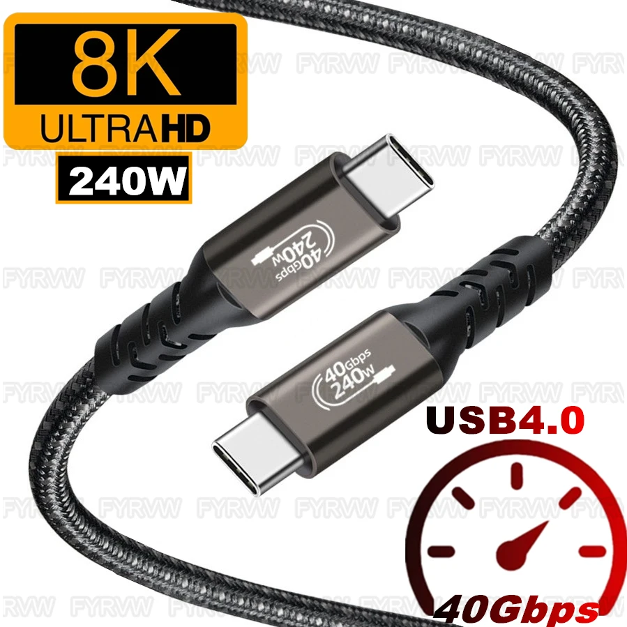 

240 Вт USB4 кабель локтя Thunderbolt4 40 Гбит/с USB C 4K видео кабель быстрое зарядное устройство для M1 Macbook Pro жесткого диска USB4.0 Gen3 кабель для передачи данных