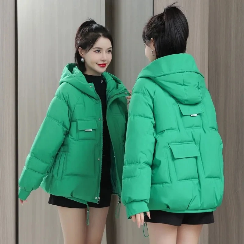 

2023 New Women Cotton Padded Jacket Winter Warm Thicken Cotton Coat Korean Hooded Loose Women Parkas Winter Jacket Women Outwear