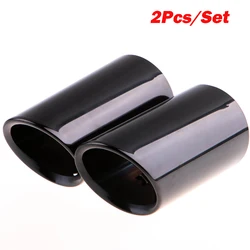 Premium Chrome Plated Stainless Steel Car Exhaust Muffler Tip Covers (Black)
