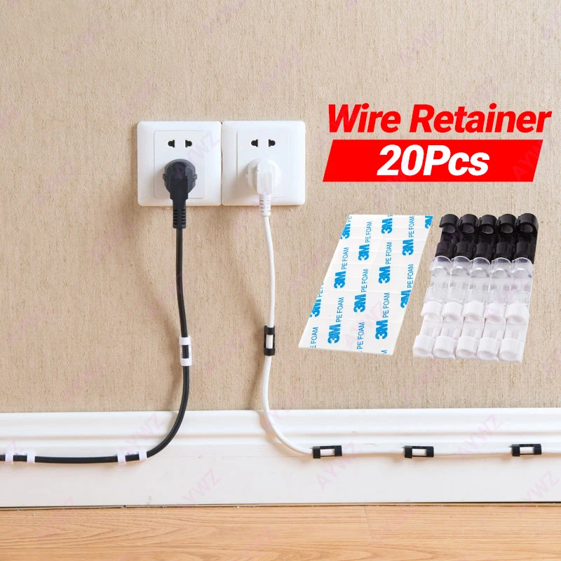 Cable Organizer No-punch Wall Sticker Traceless Wire Storage Self-adhesive Clip for Network Cable