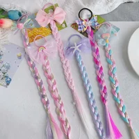 Kids Girl Unicorn Cute Wigs Ponytail Candy Color Cartoon  Butterfly Bow Ponytail Hair Styling Rubber Bands Headwear Braid 1