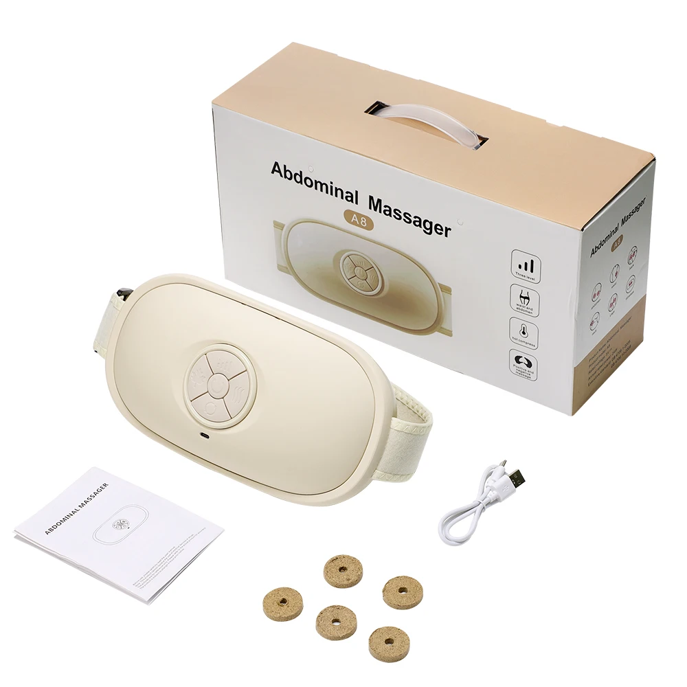 Electric Abdominal Massager Bian Stone Kneading 2-Level Heated Fat Burner 3-Inte