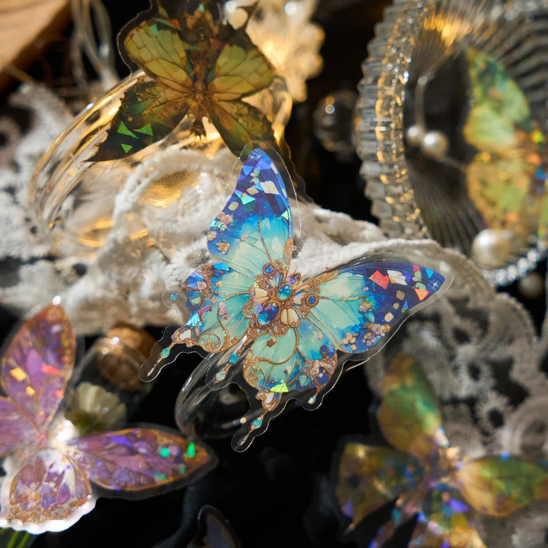 Butterfly Glitter Sticker Pack with Shiny Wing Patterns for Decorative Crafts & DIY Projects