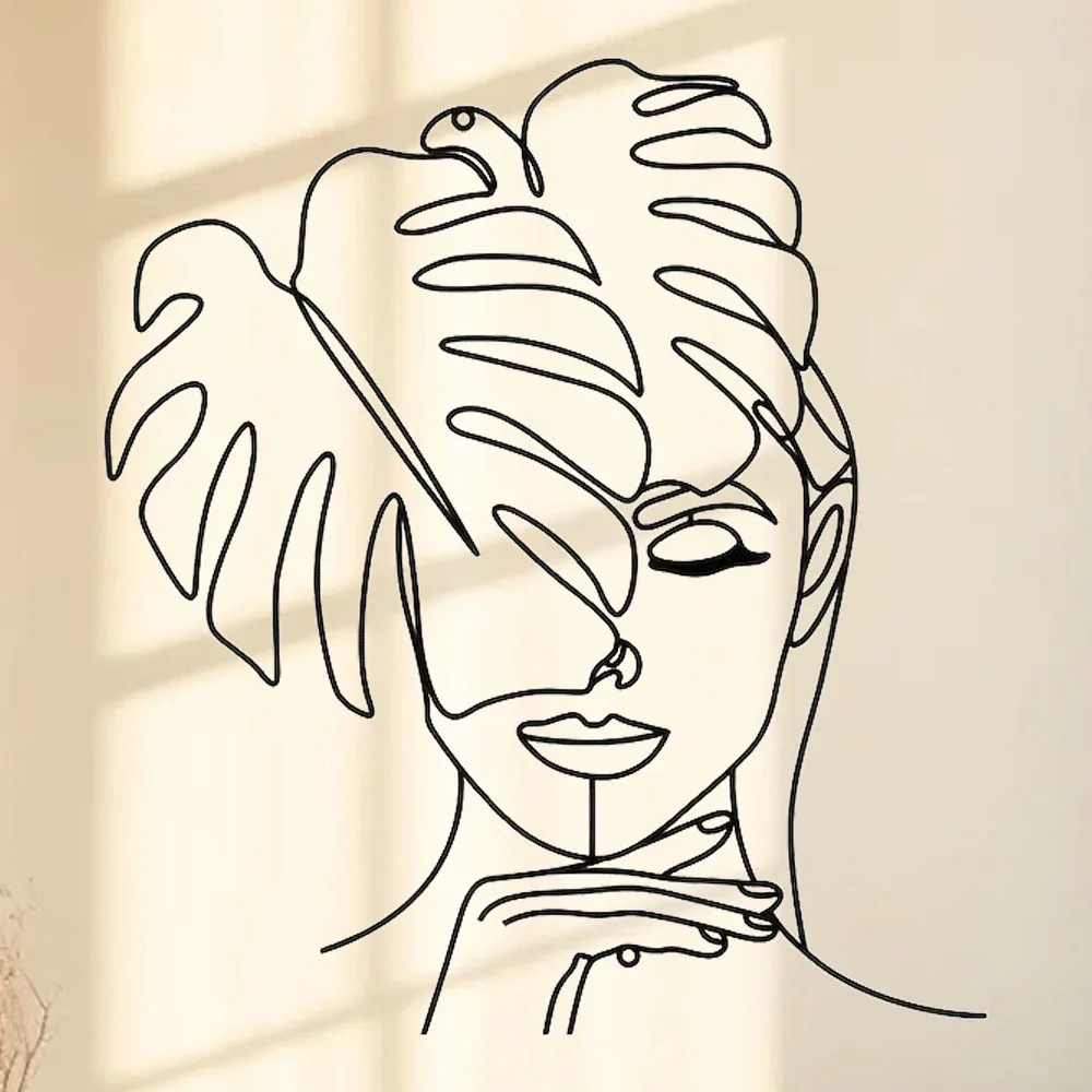 ContemporaryMetalWallArt–GeometricLineLeaf&FemaleDesignforModernRoomDécor-AliExpress15