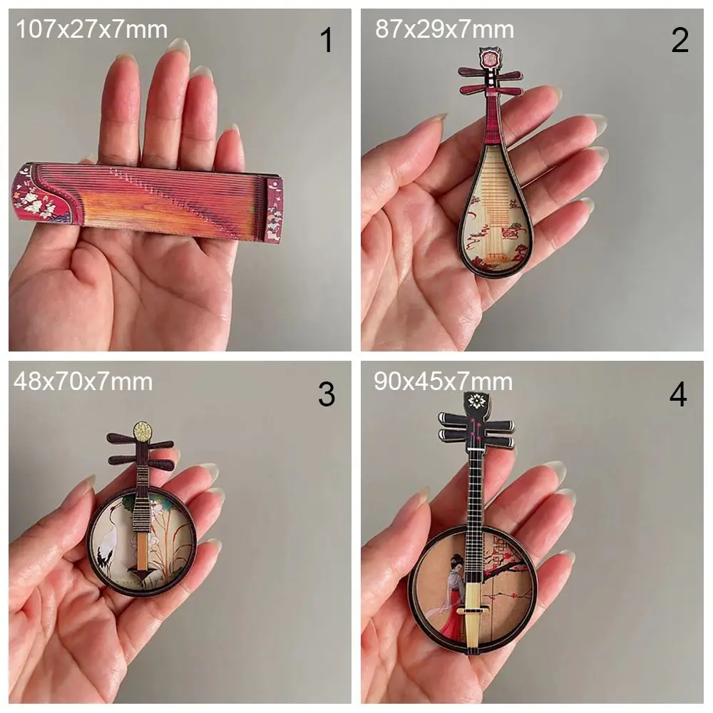 1/6 1/12 Dollhouse Musical Instruments Wood Multicolor Chinese Classical Instrument Photo Props Courtesan Pattern