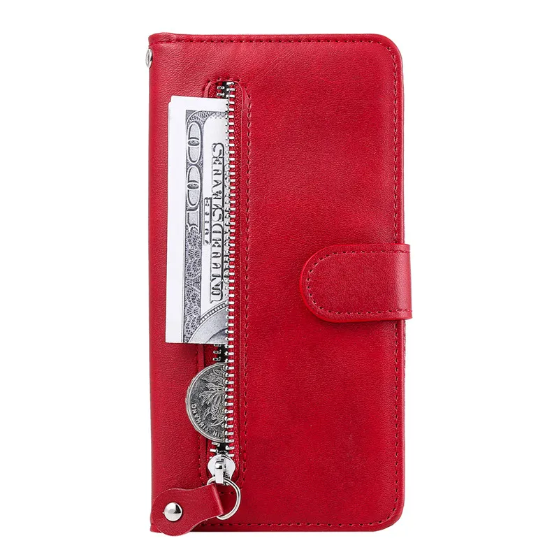 Elegant Flip Magnetic Leather Wallet Phone Case with Zipper Slot