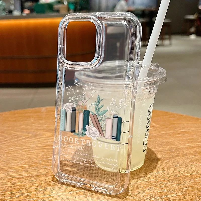 Transparent Floral Print Shockproof Phone Case - Soft Protective Cover