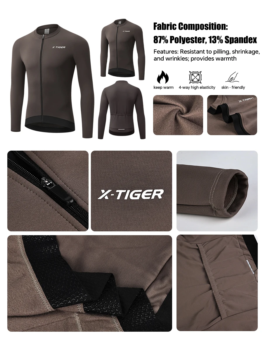 Winter Cycling Jersey - Men's Fleece Bike Jacket With Full Zipper & Pockets