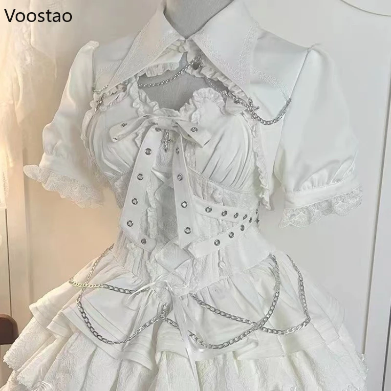 Gothic Lolita Jsk Dress Victorian Vintage Women Elegant Bandage Princess Mini Dress Girls Cute Y2k Aesthetic Punk Party lolita dress lolita suspender dress lolita cosplay costumes