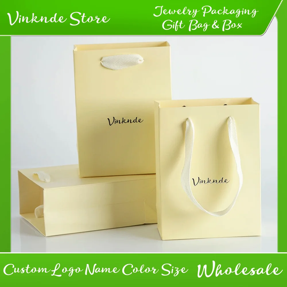 Bolsas De Mano De Embalaje De Cartón Con Asa De Cinta, Bolsa De Compras De Papel De Ropa De Lujo, Logotipo Personalizado, Regalo De Boutique De Salón De Belleza De Alta Gama - AliExprs