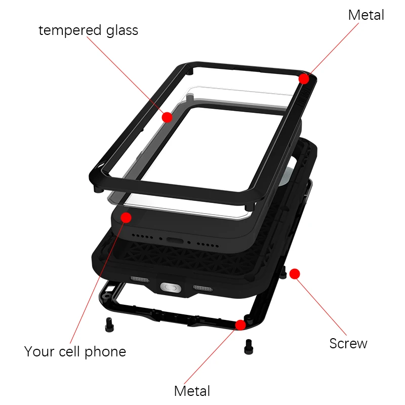 Military Grade Metal Protective Phone Case - Silicone Shockproof & Dustproof Cover