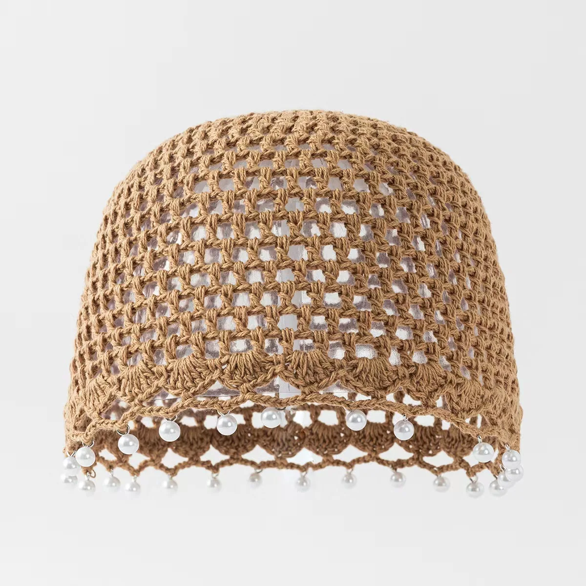 Elegant Lightweight Open-Knit Water Pearl Beanie – Artistic and Breathable Design