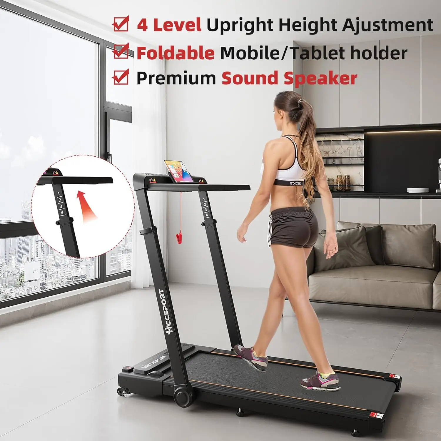 3 in 1 Under Desk Treadmill Walking Pad with Removable Desk Workstation