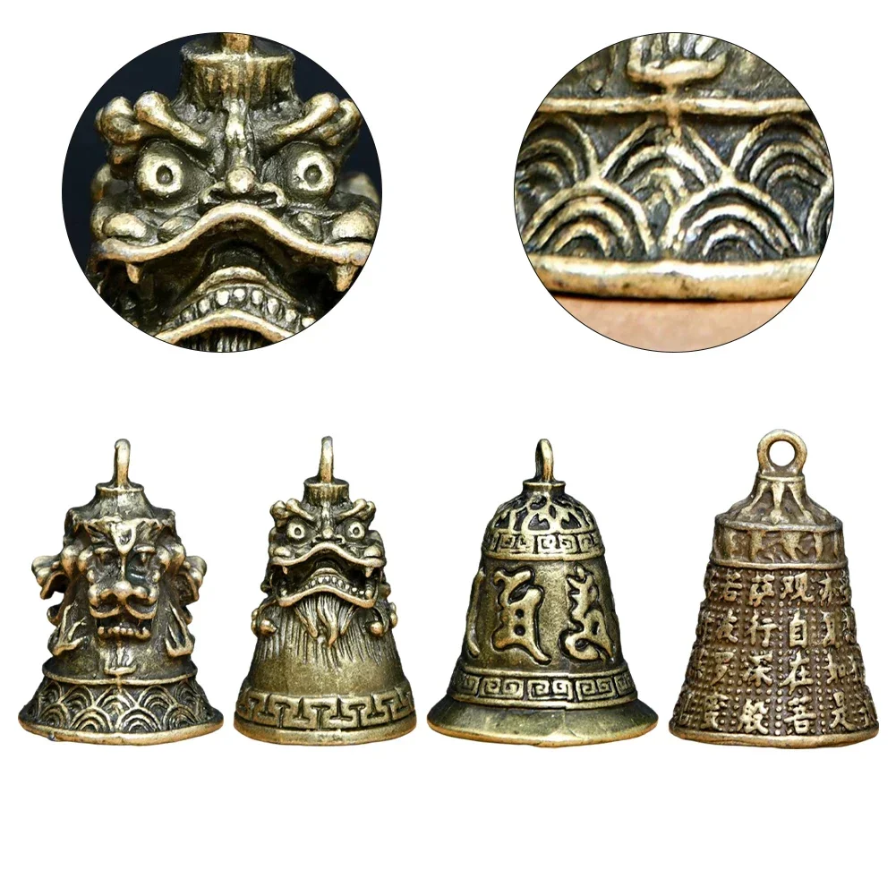 1PCS Lucky Brass Handicraft Die Casting Drop Bell Key Car Button Wind Bell Sect Bronze Creative Fengshui Home Pendant