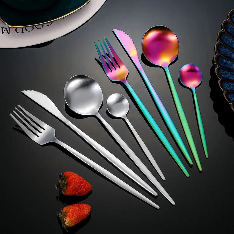 Description Picture 5 of item16Pcs Stainless Steel Cutlery Set Matte Dinnerware Set Knife Fork Spoon Kitchen Fork Flatware Kitchen Tableware