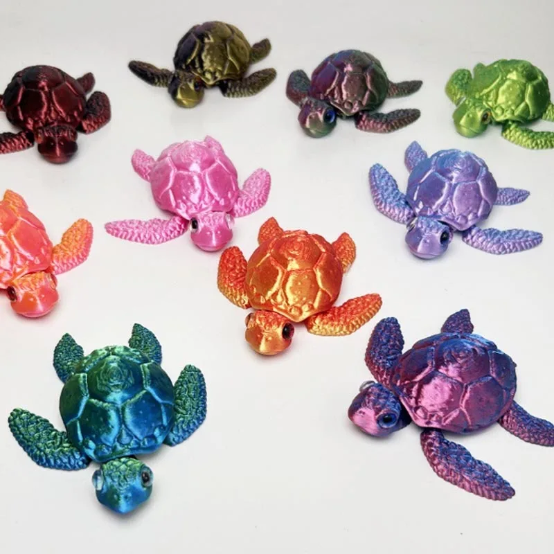 3D Printed Turtle Figurines Movable Joints Creative Collection Desktop Decoration Ornaments Holiday Gifts for Decoration Crafts