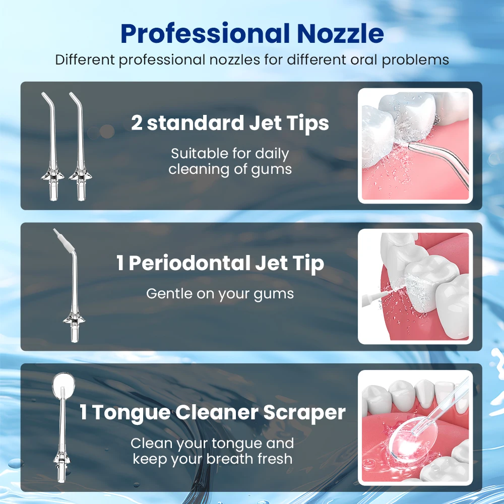 무선 치실 세정기, 깊은 세정을 위한 4가지 작동 모드, 휴대용 충전식 전기 치실 구강 세정기