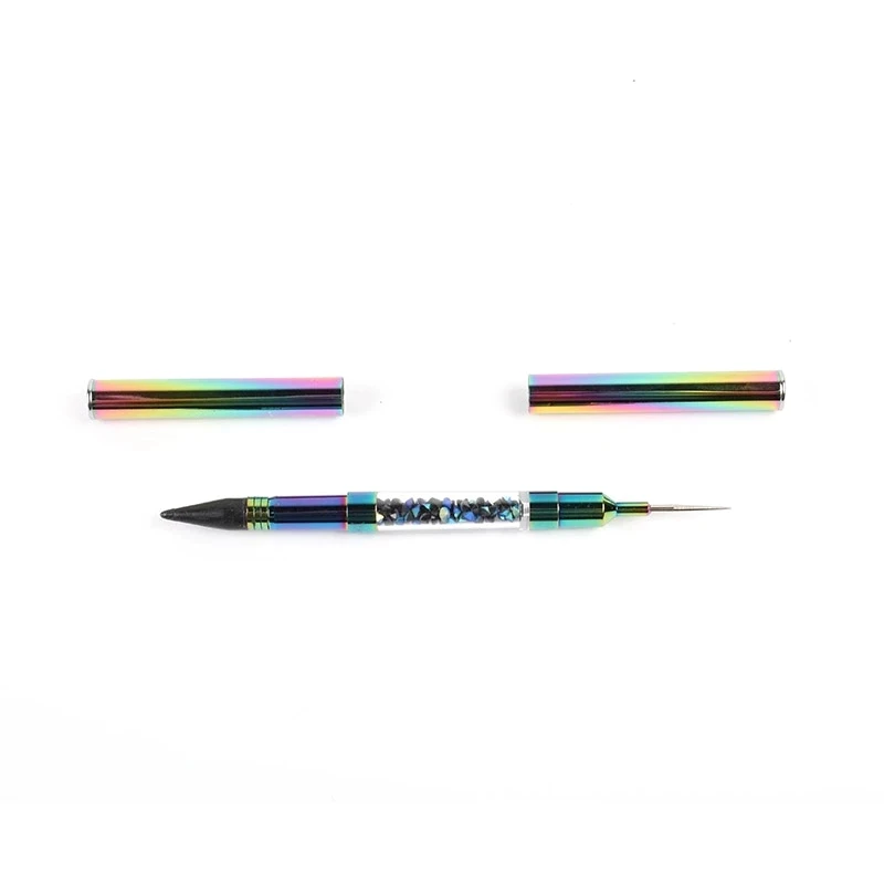 ANGNYA 1Pcs Dual-ended Nail Art Dotting Pen Crayon Rhinestone Crystal Beads Picker Metal Handle Dazzling Color Wax Pencil Tools 4