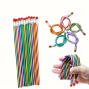 5 matite magiche morbide e pieghevoli con disegni a strisce colorate, perfette per regali per studenti e forniture per il ritorno a scuola
