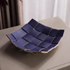 2 Pcs Valet Tray PU Leather Key Bowl Reversible Phone  Wallet Coin Desktop Storage Tray Organizer Square Weave Nightstand 1
