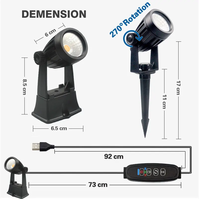 LED Decorative Spotlight with Time Control & Dimming - 5W Indoor Uplight
