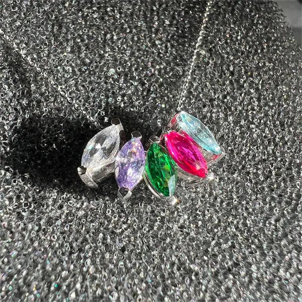 New European and American Horse Eye Twelve Birthday Stone DIY Pendant Necklace Classic Birthday Necklace