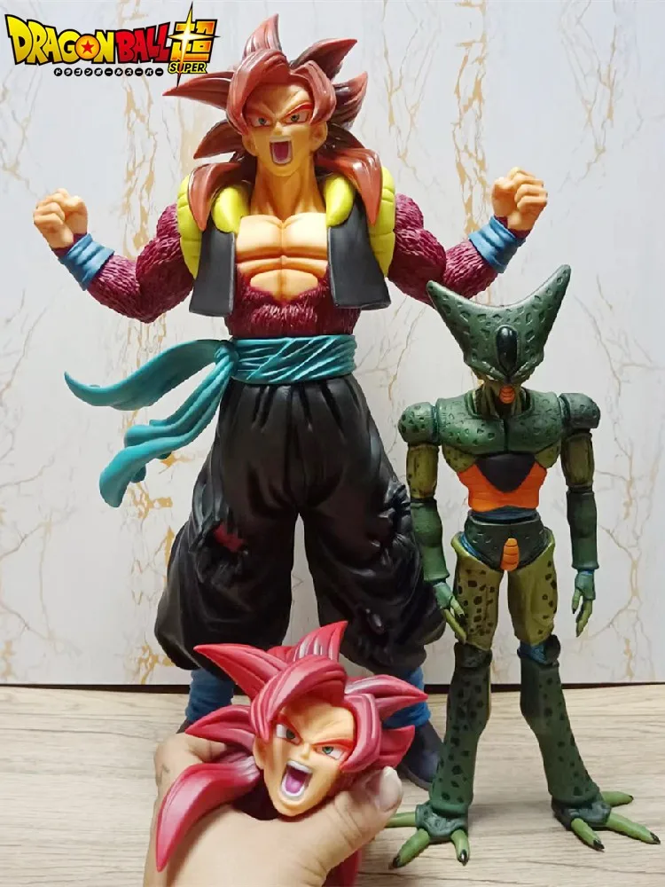 46Cm Dragon Ball Gt Anime Gogeta Figure Ssj4 2Head Goku Vegeta Super Saiyan Action Figurine Pvc Statue Model Gift Collection Toy