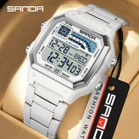 SANDA 6196 Fashion Men's Electronic Wristwatch Multifunctional Luminous Dial Calendar Waterproof Sports Digital Watches for Man