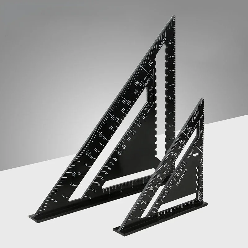 Triangle Ruler 7Inch Measurement Tool Aluminium Alloy Carpenter Set Square Angle Woodworking Tools Try Square Triangular Metric triangle ruler