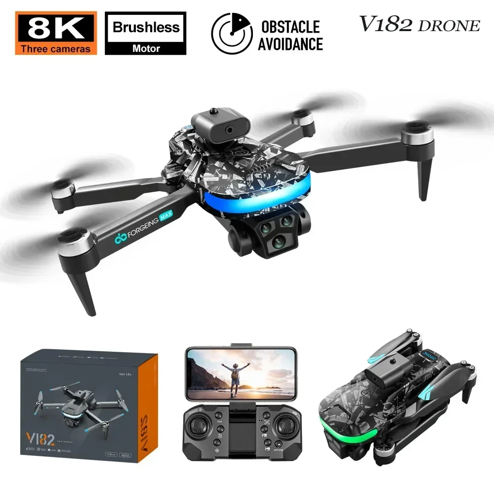 V182 브러시리스 HD 항공 사진 UAV 8K 항공 사진 광학 흐름 Quadcopter 지능형 장애물 회피 Remot