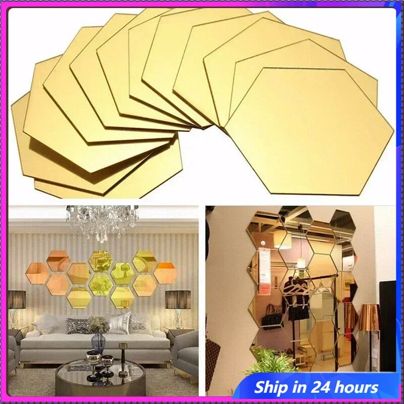 12 pieces Hexagonal 3D Mirror Wall Decal Perfect Acrylic Wall Decal Decal Home Decoration Mirror Art Decoration home decoration