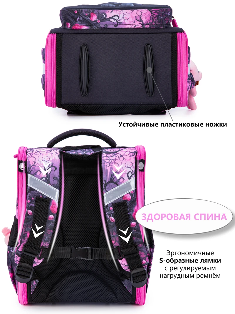 Orthopedic School Bags For Girls Cartoon Cat 3D Folded Backpacks Girl Waterproof Children Primary School Bag Kid Mochila Escolar 4