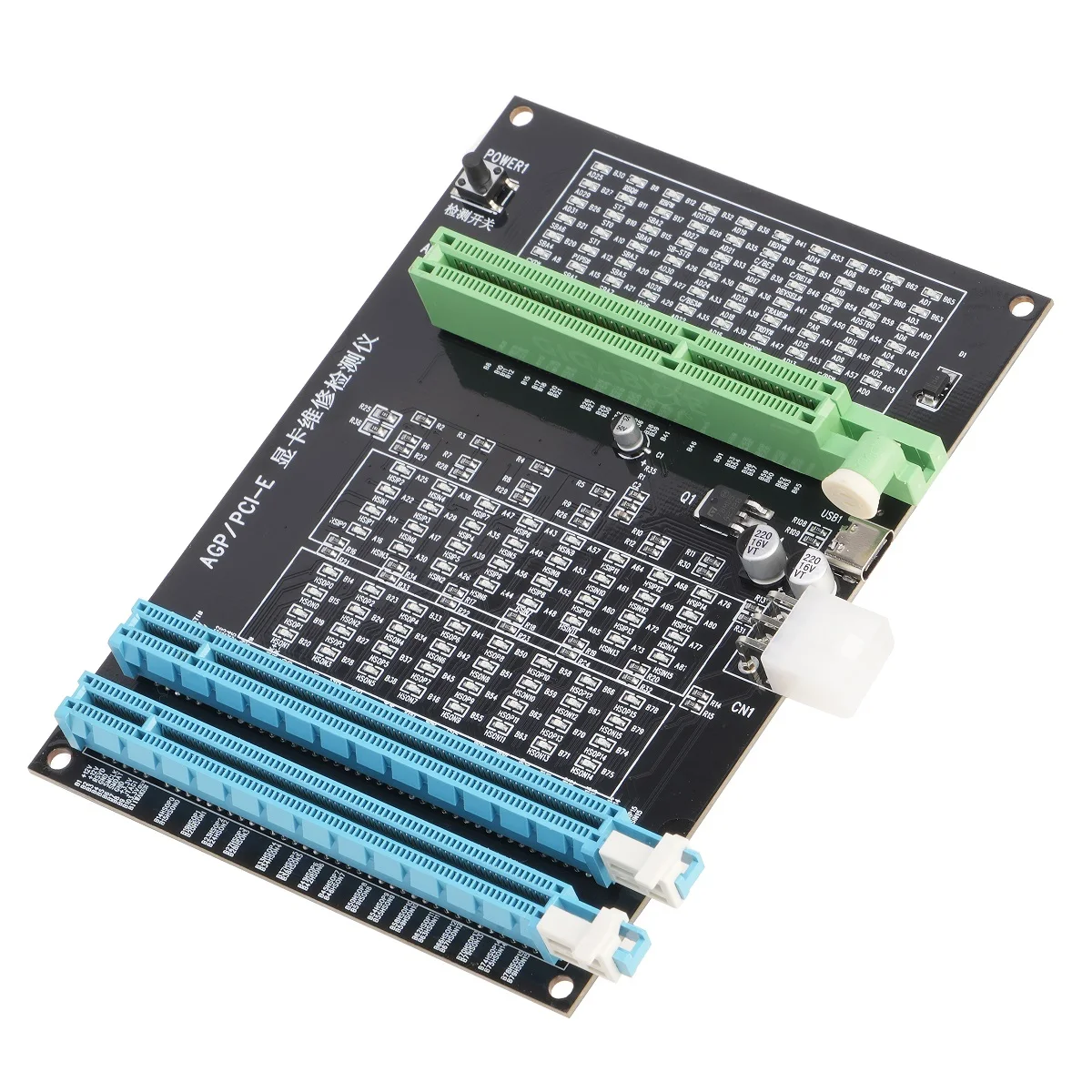 Tester Per Schede Video PCI-E E AGP – Checker Diagnostico Per PC Con LED – Misura Corto Circuito E Resistenza