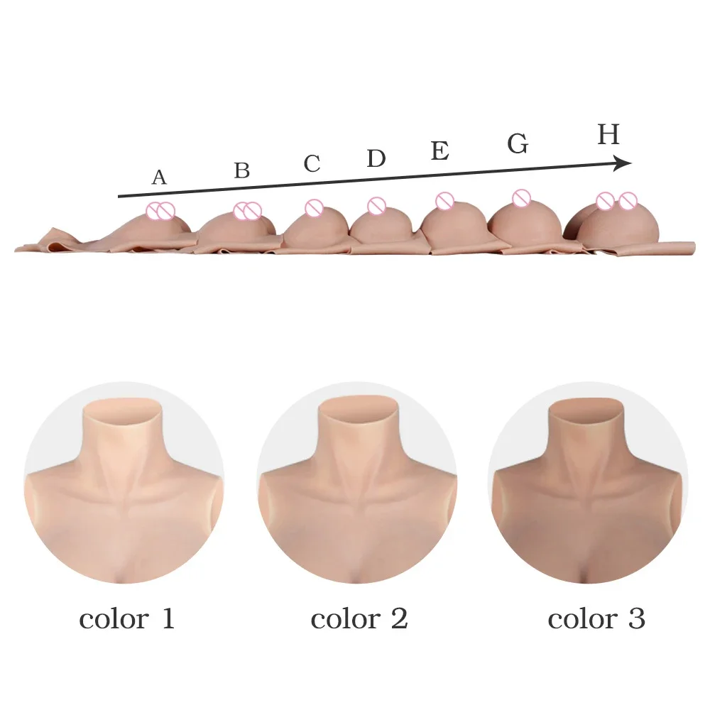 KOOMIHO 1TH GEN Silicone Breast Forms A/B/C/D/E/G/H Cup Huge Fake Boobs Transgender Drag Queen Shemale Crossdresser Beginner — view 5