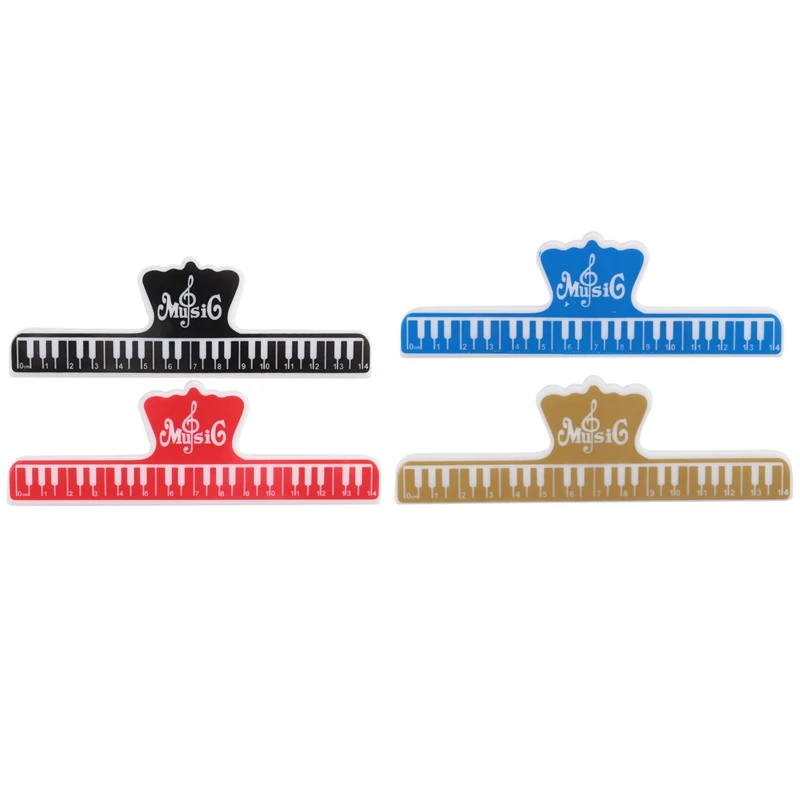 4 Pcs Music Book Note Paper Ruler Sheet Music Spring Clip Holder For Piano Guitar Violin Viola Cello Performance